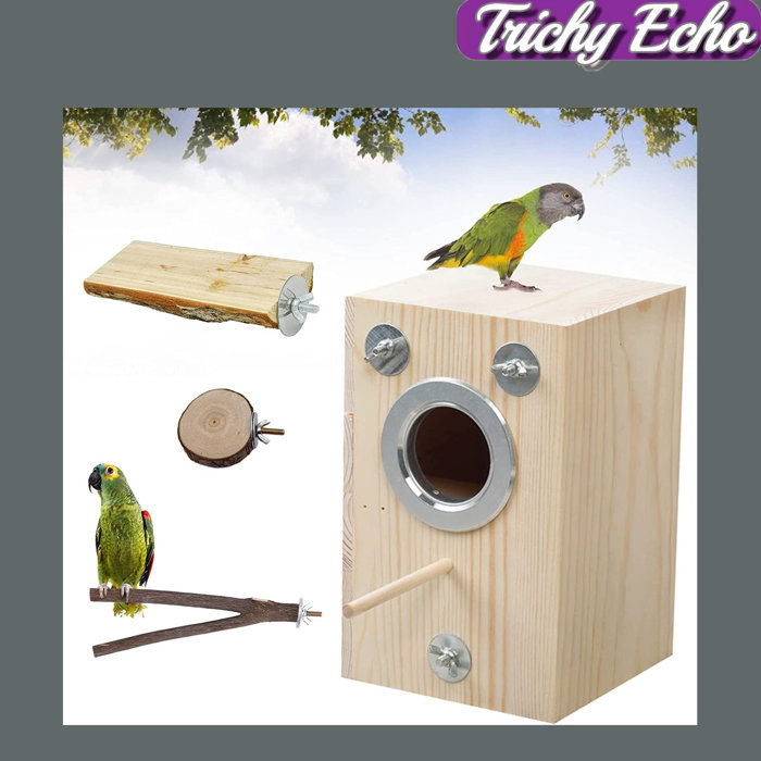 Trichy Echo Parakeet Nest Box, Parrotlets Mating Box For Bird Cage